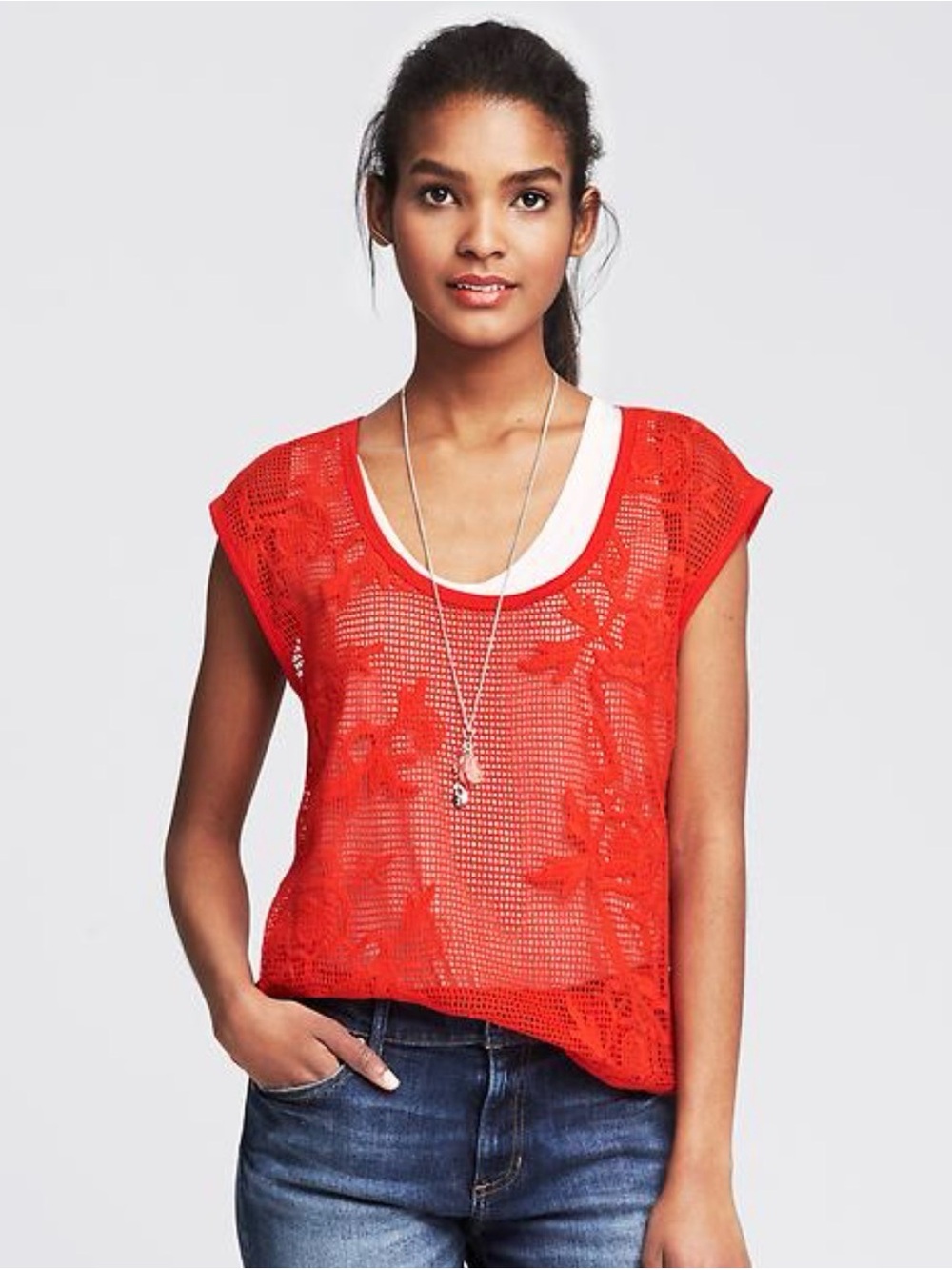 Banana Republic Floral Net Lace Top